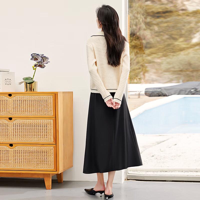 VICTORIA&VERA Faux Two-Piece Ribbed Knit Cardigan