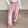 Women Pajama Pants Plush Sleep Pants Soft Elastic Waist Pajama Bottoms Solid Color Pants With 2 Pockets