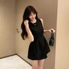 French little black dress new fashion pure desire fungus edge sexy hip-wrapped split dress birthday party dress dress