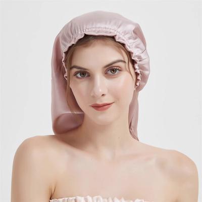 50cm Length 100% Mulberry Silk Bonnet Women Sleeping Night Cap Pure Silk Hair Wrap Elastic Headwrap Shower Cap Girl
