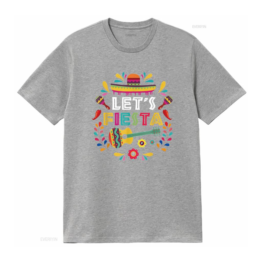 Lets Mexican Fiesta Cinco De Mayo Party Colourful Guitar Fun T Shirt vintage Washed Stretched Breathable Unisex fashion homme