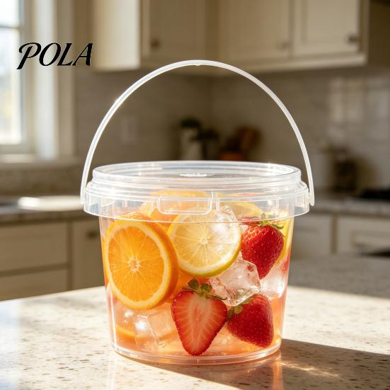 Leakproof Food Containers 2PCS Round Buckets, with Lid And Handle Disposable Containers, Bulk Dry Goods Storage Stackable Food-grade Plastic