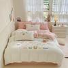 Cute Ice Cream Embroidered Bedding Set Soft Skin-friendly Duvet Cover Set with Sheet Single Double Bed Quilt Cover Pillowcases