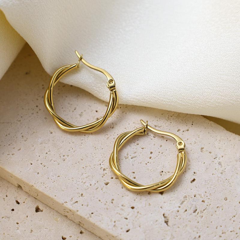 Stylish Geometric Twist Earrings, Simple Stainless Steel Earrings, Personalized Trendy Fashion Earrings