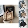 Large Capacity Stylish Canvas Tote Bag For Work And Casual Outings In Black Beige And Khaki Colors