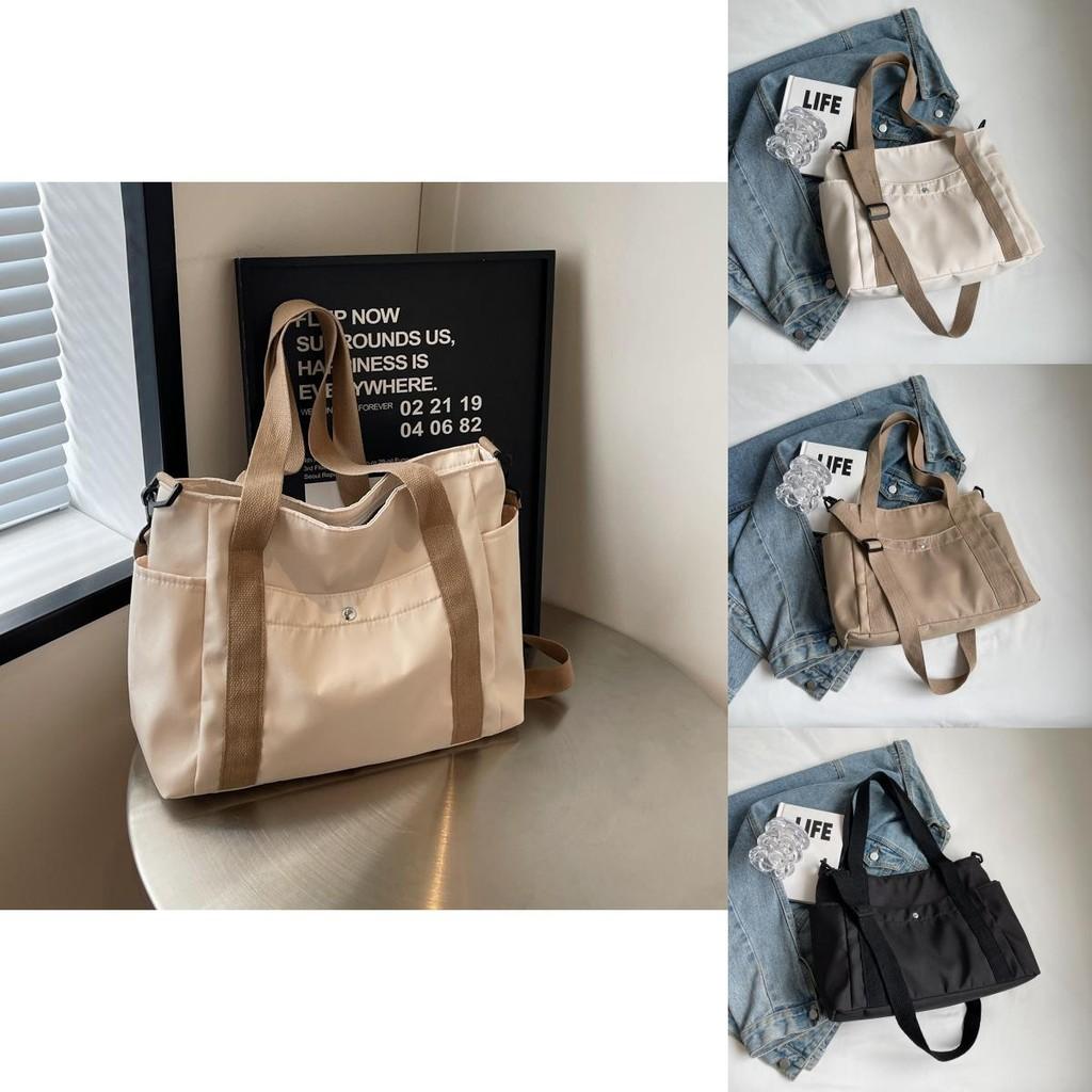 Large Capacity Stylish Canvas Tote Bag For Work And Casual Outings In Black Beige And Khaki Colors