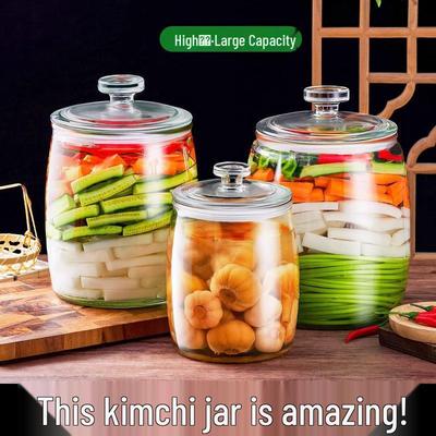 Verdicktes Glasgefäß für Kimchi und eingelegtes Gemüse - Versiegelter Behälter mit großer Öffnung für den Hausgebrauch