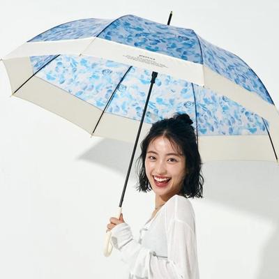 WPC Umbrella Plantika Patchwork Flower Transparent Long Umbrella Plv06 001