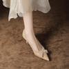 Sheepskin Stiletto French High Heels - Women's Pointed Toe Bow Pumps, Comfortable & Chic