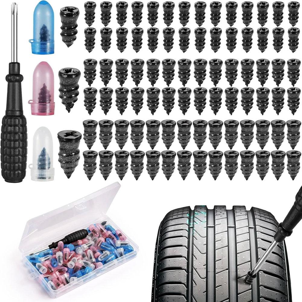 Rubber Nail For Tires, Bike Motorcycle Puncture Repair Kit With Screwdriver Vacuum Tire Rubber Nails Tire Repair Tools R2P9