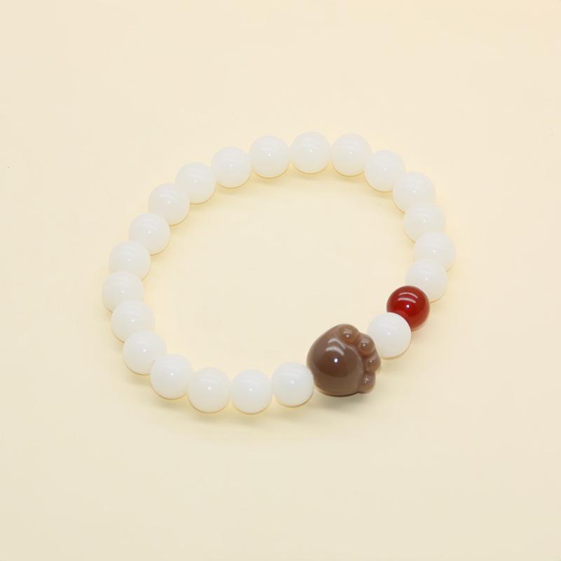 Natural White & Creamy Yellow Jade Bodhi Root Double-Strand Bracelet - New Chinese Design for Women