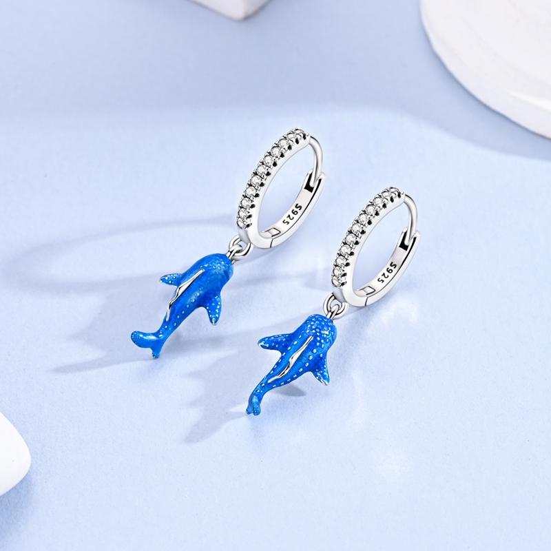 Hoop Earrings 925 Silver Sparkling Retro Pattern Heart and Dragonfly Stud Earrings for Women Girl Party Wedding Jewelry