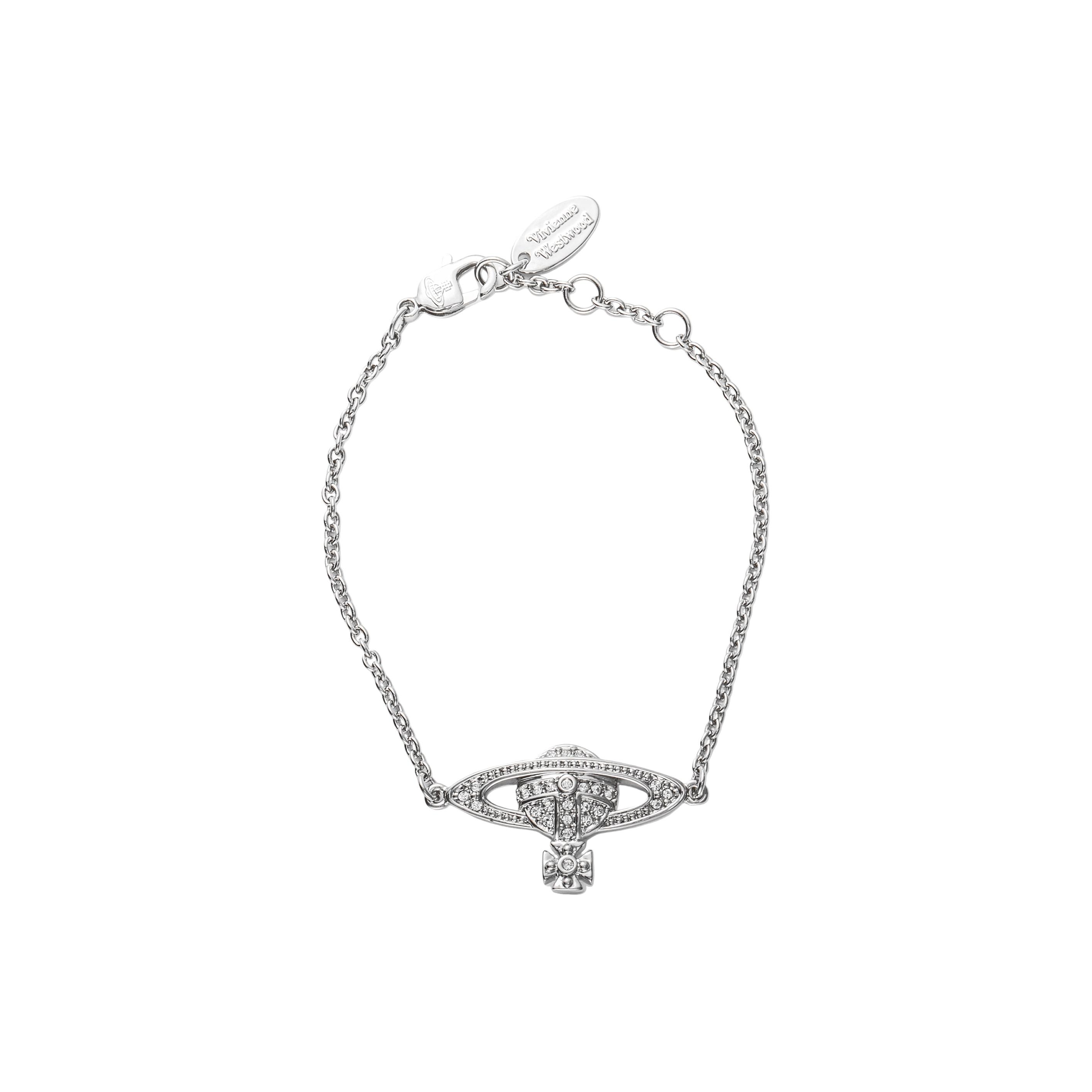 

Vivienne Westwood Mini Bas Relief Crystal Saturn Metal Bracelet Unisex Bracelet Silver 61020051-W110-CNW110 Box