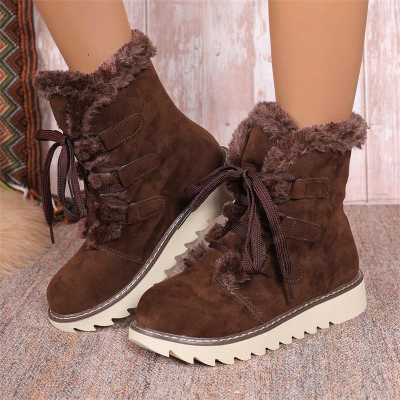 Plus-size Snow Boots for Women, New Fleece and Thickened Lace-up Warm Cotton Boots for Women, for Women
