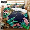 Leopard Bed Cover Collection Fierce Cheetah Bed Cover Collection Moon Viewing Wild Animal Printed Full Size Queen Size King Dimension Size Polyester