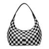 Borsa Sottobraccio a Quadri Bianchi e Neri Borsa a Mano Mini Texture Stile Straniero Borsa a Scacchiera da Donna