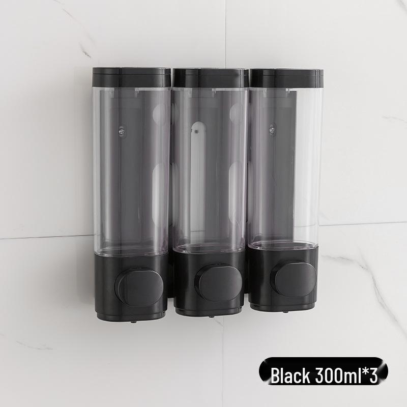 Punch-Free Wall-Mounted Triple Soap Dispenser for Bathroom: Hand Wash, Bath, Hair Care