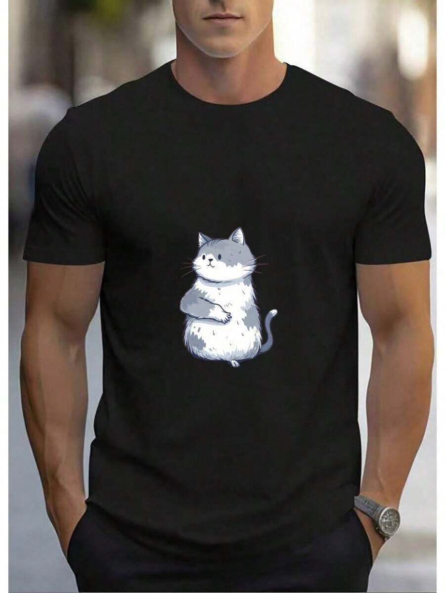 

Summer New Casual Unisex s Short Sleeve T-Shirt- Cute Cartoon Teddy Bear With A Playful Expression S