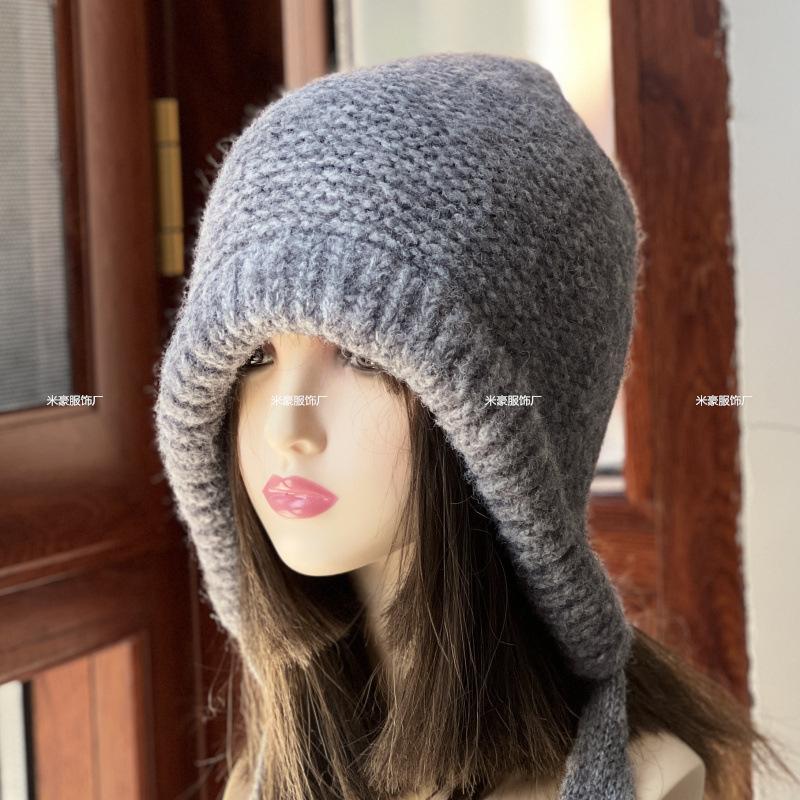 New fashion bag hat casual versatile wool hat winter warm ear protection solid color knitted hat pullover hat tide