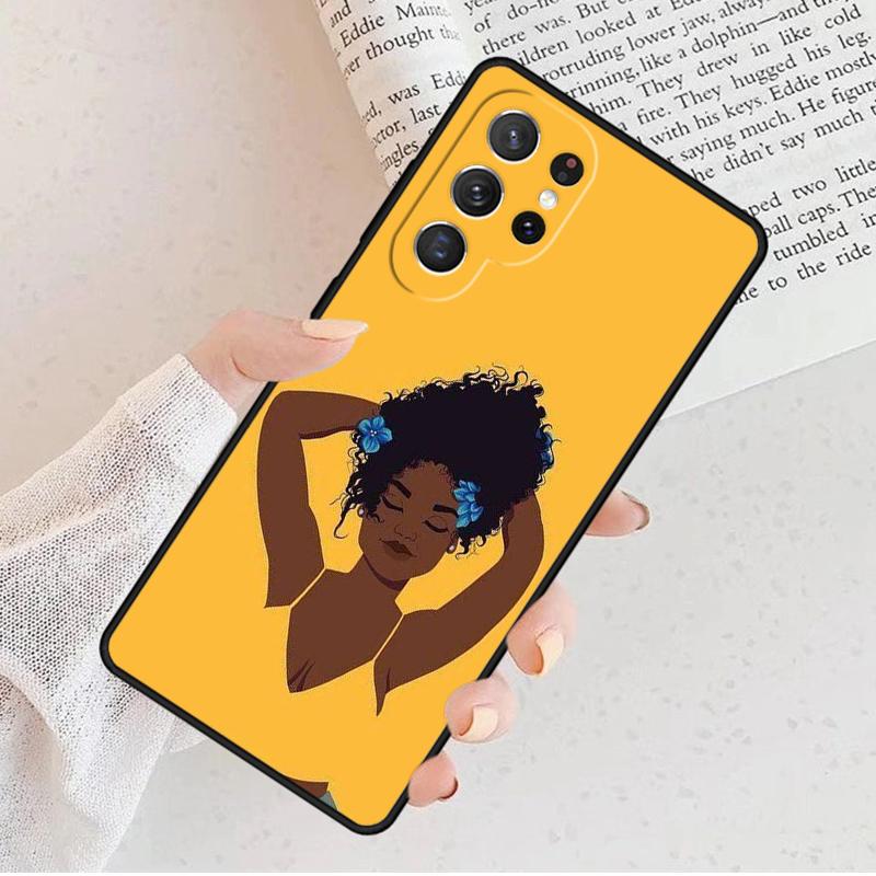 Black African Girl Phone Case For Samsung Galaxy S25 S23 S30 S8 S21 S20 FE S24 S22 Note 10 20 S8 Plus Lite Ultra