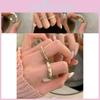 Elegant Geometric Design Enamel Pearl Ring Adjustable Size For Fashionable Women