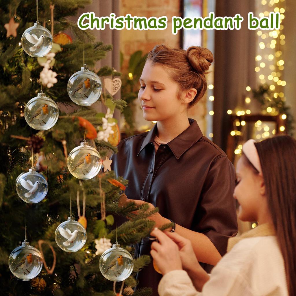 3D Animal Christmas Ornaments, Transparent Plastic Christmas Balls, Christmas Tree Decorations