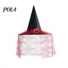 Lightweight Fabric Witch Hat Steeple Halloween Hat, with Lace Edge, Pointed Breathable Headwear, for Cosplay Party Costume Performance