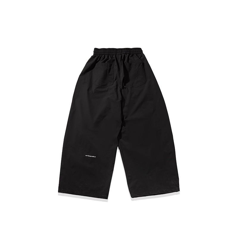 Unisex Japanese Retro Wide Leg Cargo Pants Solid Color Straight Cut Casual Trousers
