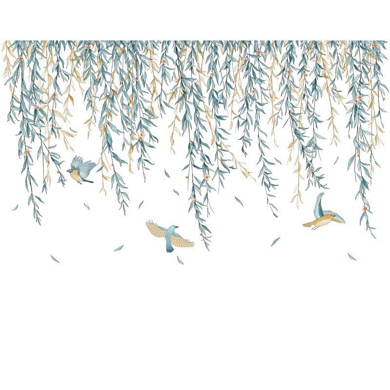 Weeping Willow Swallow Removable Wall Stickers Self-adhesive Decals Living Room Decor Art for Nursery Kids Bedroom Posters Mural
