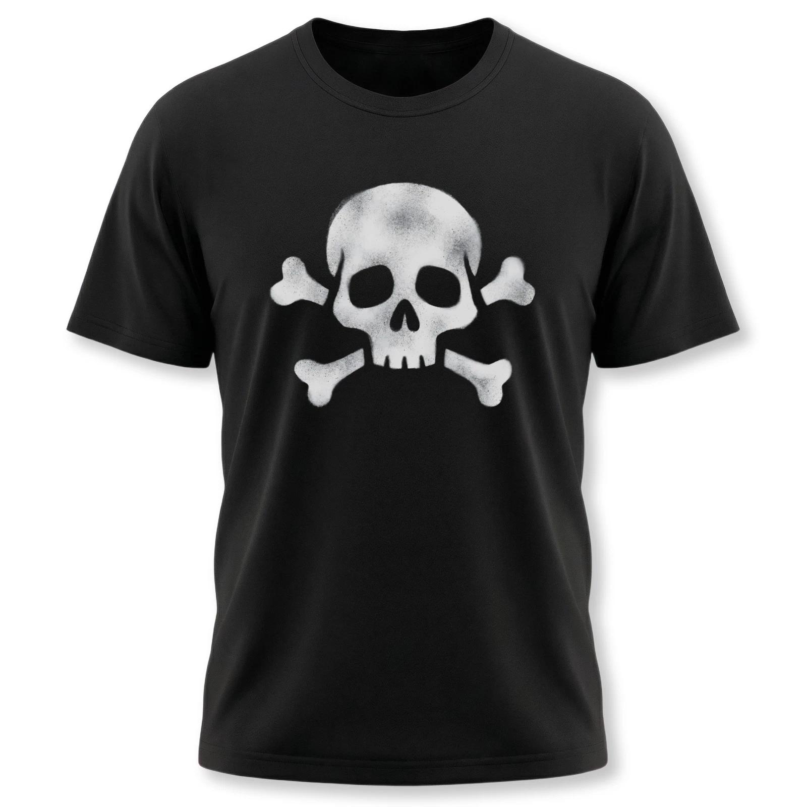 Skull & Crossbones T-Shirt | Pirate Jolly Roger Distressed Graffiti Graphic Tee XXXL