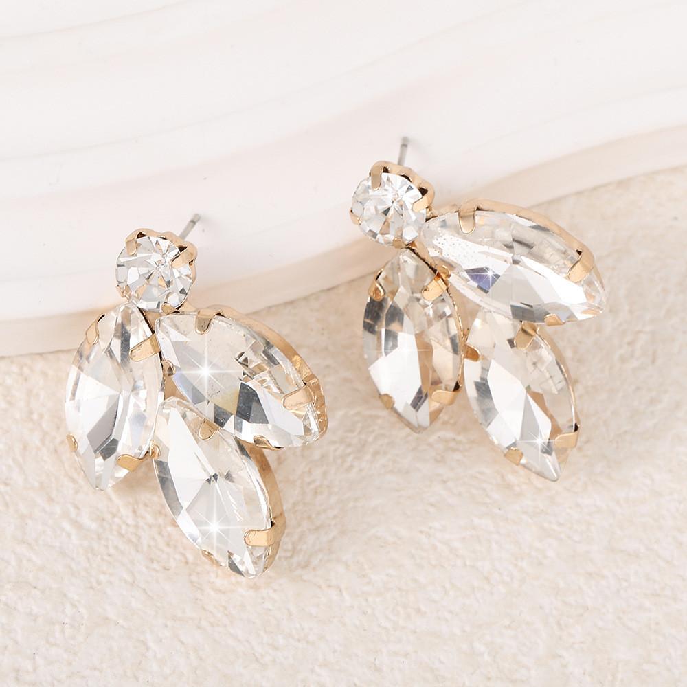 Pinkdudu Crystal Stud Earrings Multi-Layer Alloy Rhinestone Earrings Versatile Sparkling Jewelry PD2406