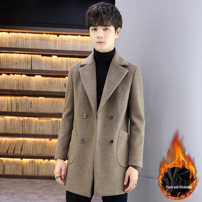 Men's Mid-Length Wool Coat: Autumn/Winter Korean Style Casual Trench Jacket