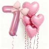 6pcs Romantic Pink Bow Heart Balloon 32Inch Birthday Party Balloons  For Engagements Wedding