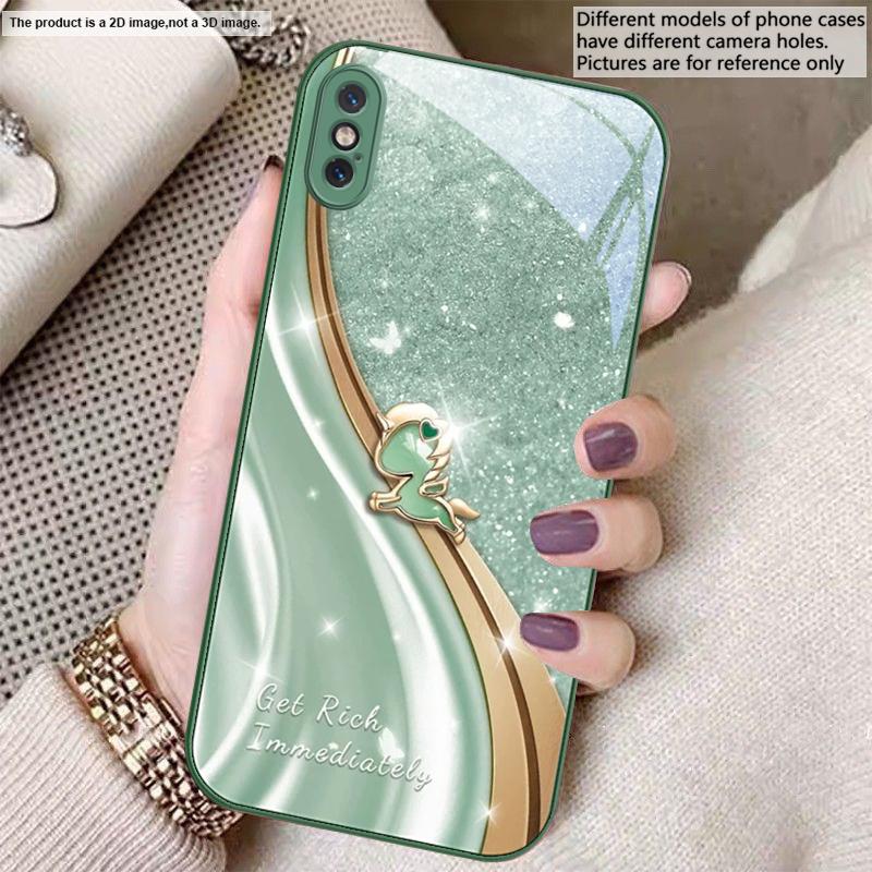 Ein verträumtes lila Einhorn Für iPhone 17 Air 16 E 15 14 13 Plus 12 mini 17 Pro Max 11Pro XR Xs 16E 7 8 11 Gehärtetes Glas Handyhülle