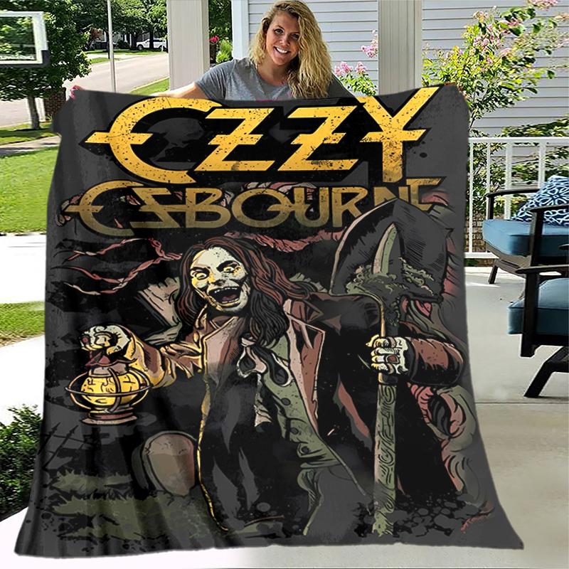 1pc Blanket Ozzy Madman Print Design, Lightweight Blanket for Sofa, Bed- Soft &Warm, Gift for All Seasons Like Christmas, Halloween