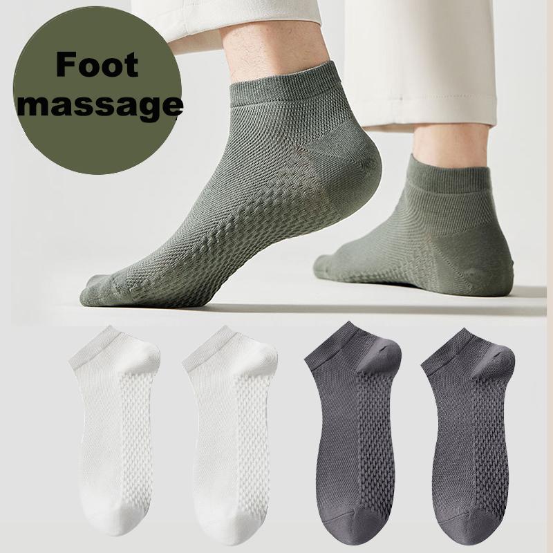 4 Pairs Men's Socks Classical Pure Cotton Antibacterial Deodorant Mesh Sweat Absorption Foot Massage Short Socks Sports Bussiess