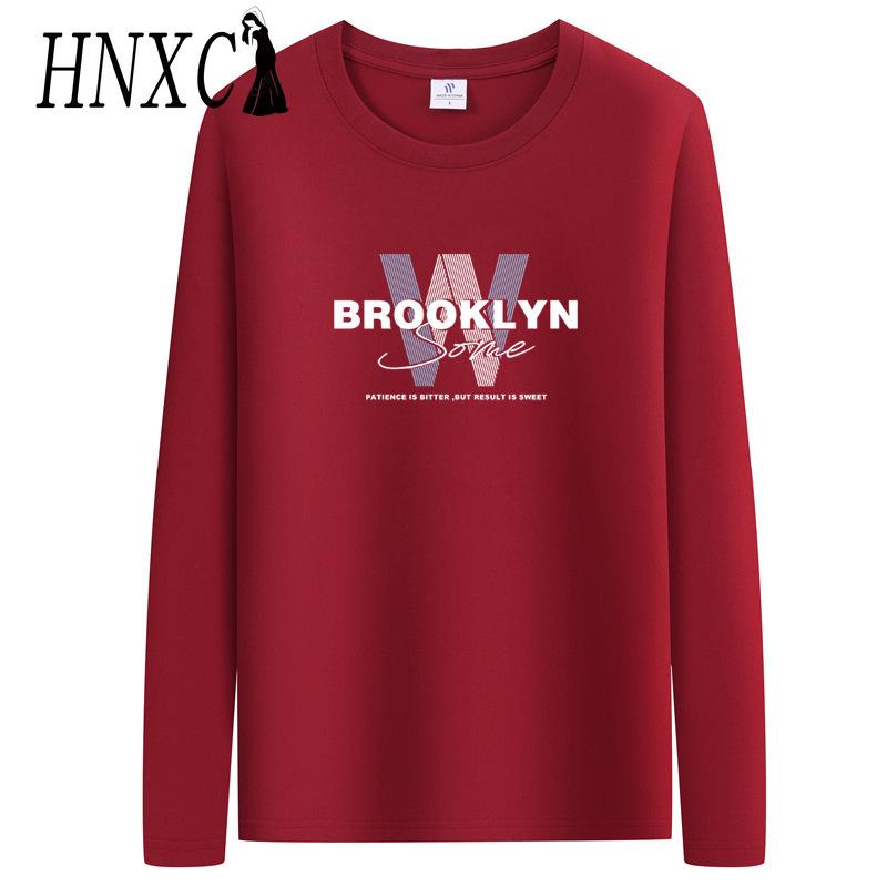 HNXC Baumwoll-Langarm-T-Shirt Herrenmode Lockeres Mitfühlendes Shirt