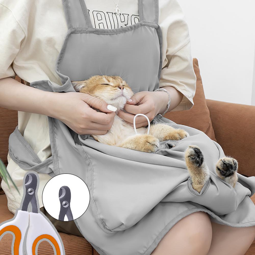 Cozy Pet Cat Carrier Apron Breathable Cat Grooming Apron with Four Fixed Holes for Indoor Outdoor Hanging Chest Bag and Sleeping