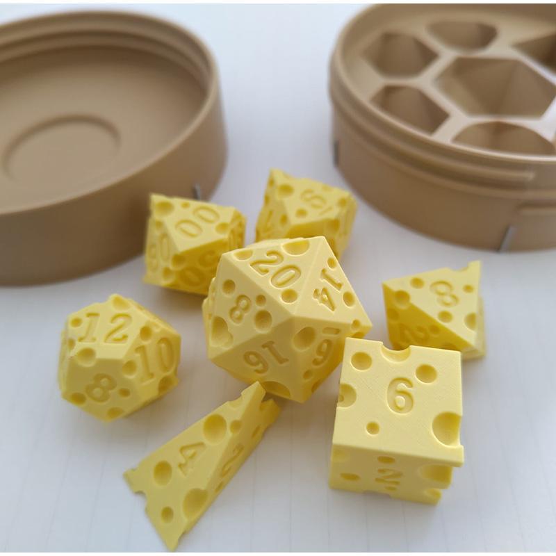 Irregular Cheese Shaped Dice Box Portable D4 D20 Dice Set Party Prop for Family Gathering Board Game