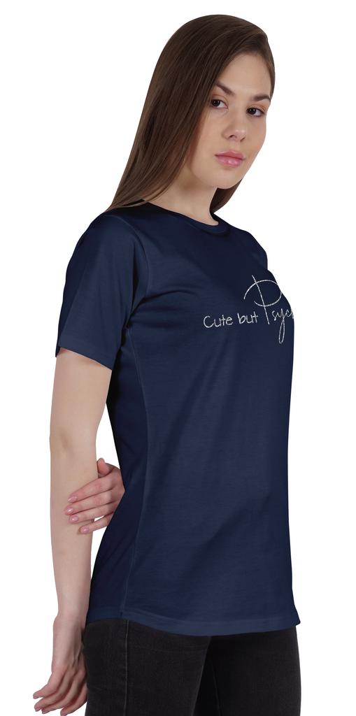 Inkmeso Women Quote Top   Cute But Psycho   Graphic Print Tee T-Shirt
