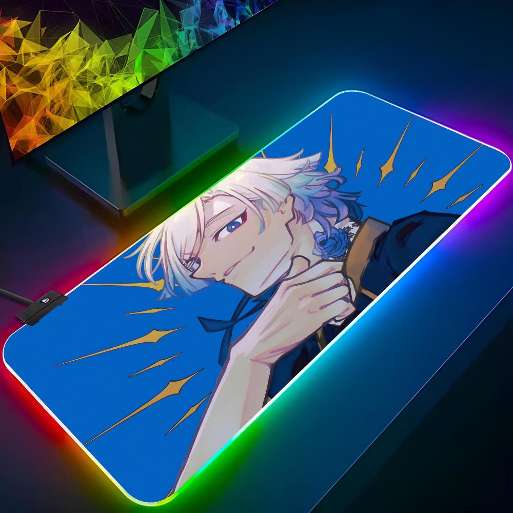 Blue Lock Nagi Seishiro Mouse Pad Gaming Rgb Cartoon Mousepad Backlit Keyboard Gamer Girl Xxl Laptop Mat Table Pads Deskpad