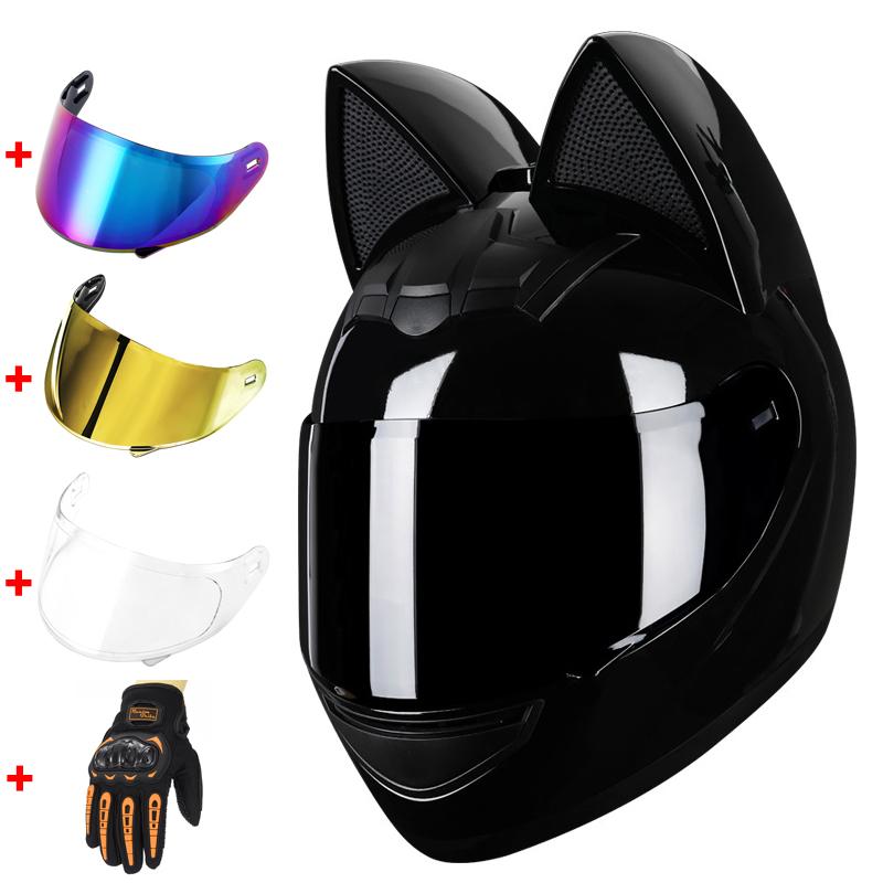 

Мотоциклетный шлем с Bluetooth-наушниками Cat Ear и различными комплектами стилей, удобный, легкий, безопасный дизайн, система воздушного потока, идеальный гонщик M