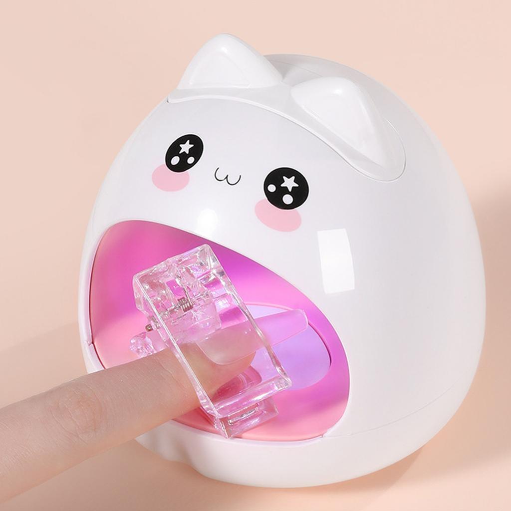 Søt katteform mini UV LED-lampe for hurtigtørkende bærbart neglelys 8 stk lette perler Hurtigtørkende herdende polsk neglekunst