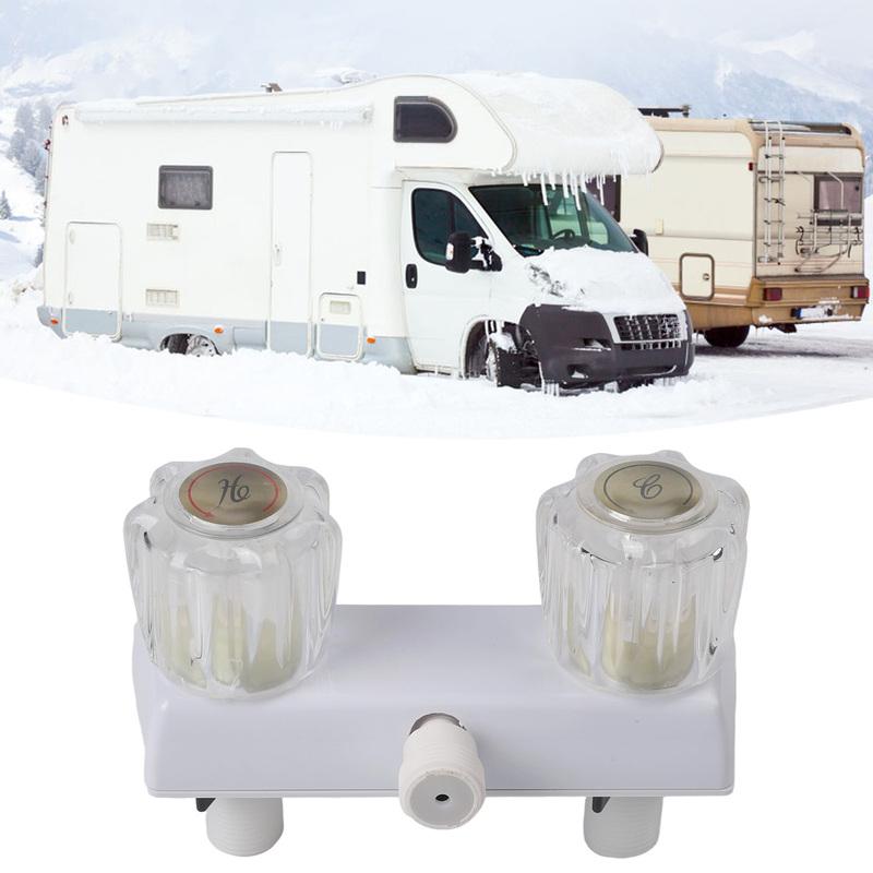 

Camper Shower Faucet Replacement Compatible with RV Shower Valves Featuring Diverter and Dual Knob Controls for 4 Inch Centers