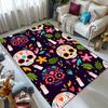 Vibrant Day of the Dead Skeleton Area Rug - Colorful Skull & Floral Design, Crystal Velvet, Perfect for Living Room, Bed
