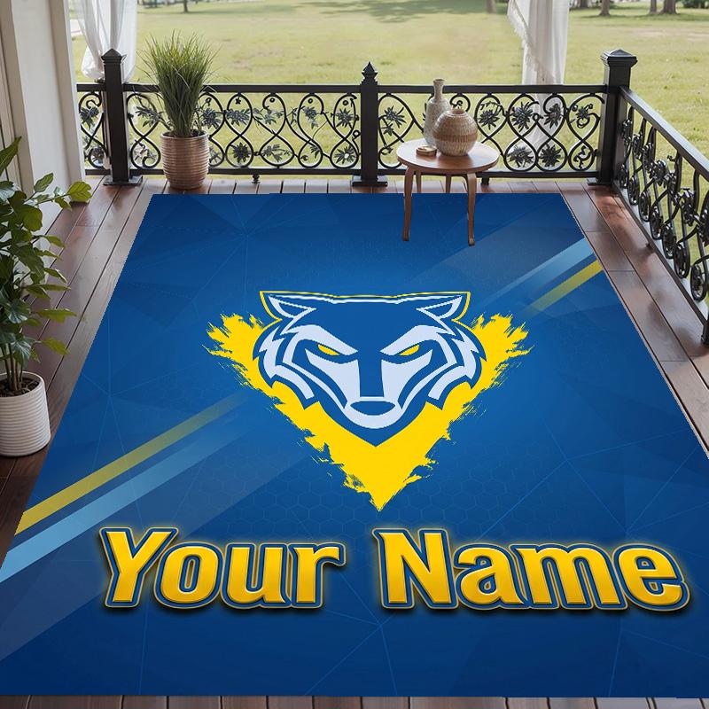 Custom Text Printed Rug Warrington Wolves Non Slip Floor Carpet For Home Room Decor