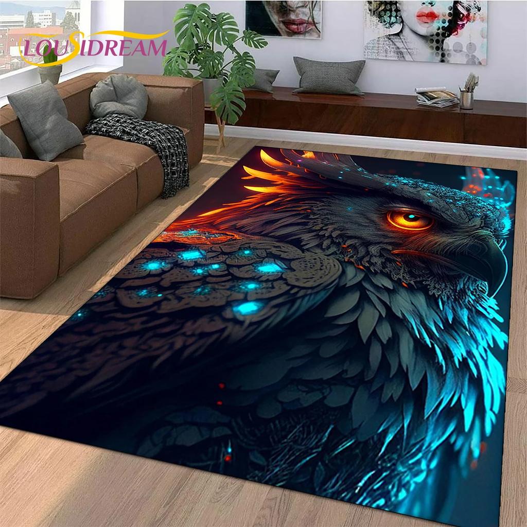 Cute Owl Eagle Birds Cartoon Rug Carpet for Living Room Bedroom Decor,floor Mat Decoration for Sofa Doormat
