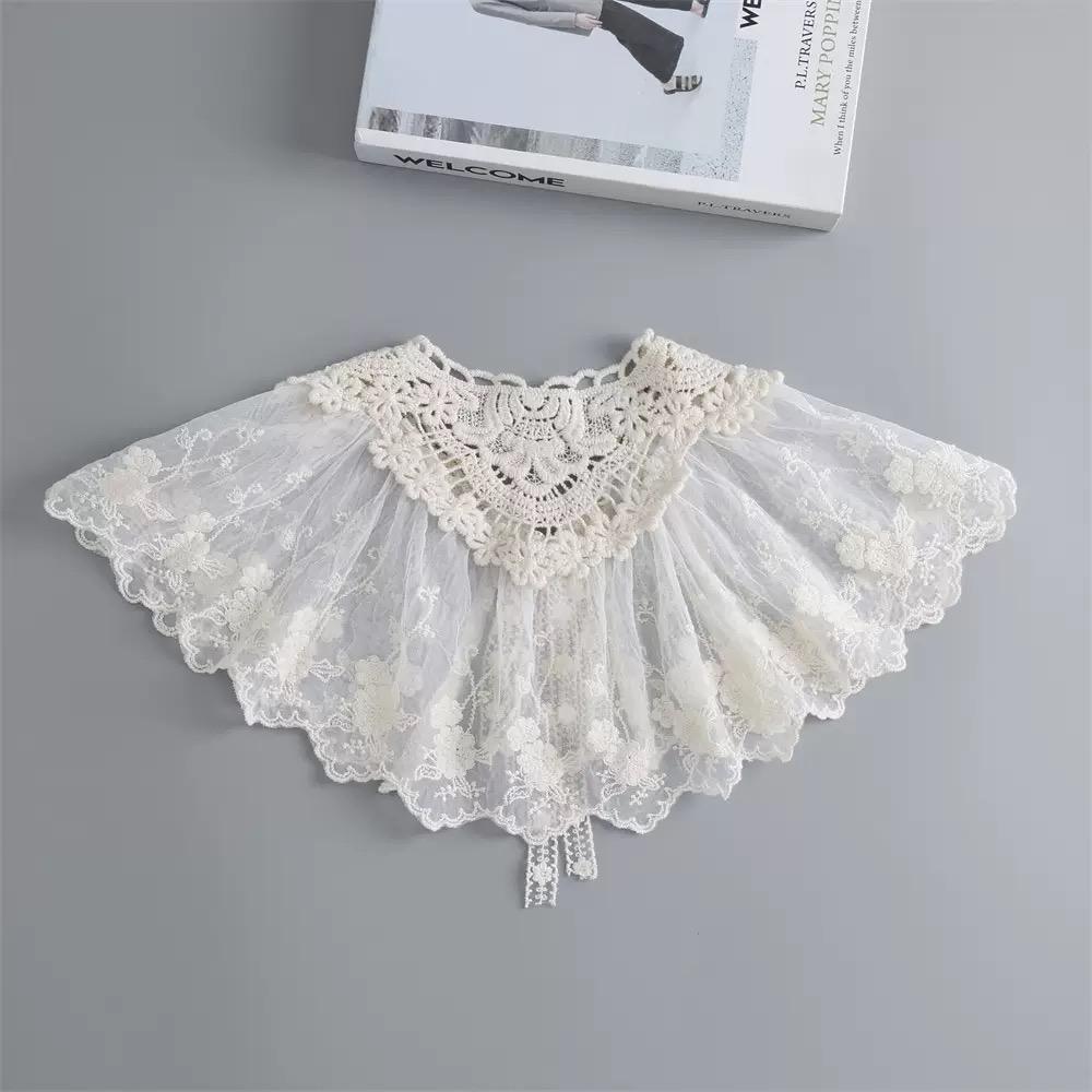 Sweet Lace Embroidered Fake Collar Shawl Blouse Decoration Detachable Collar Women's Shirt Dress False Collar Top Accessories