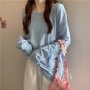 Summer solid Long Sleeve T-shirts Women's Casual loose Thin Slightly Transparent Sun Protection Cover Tops Tees female
