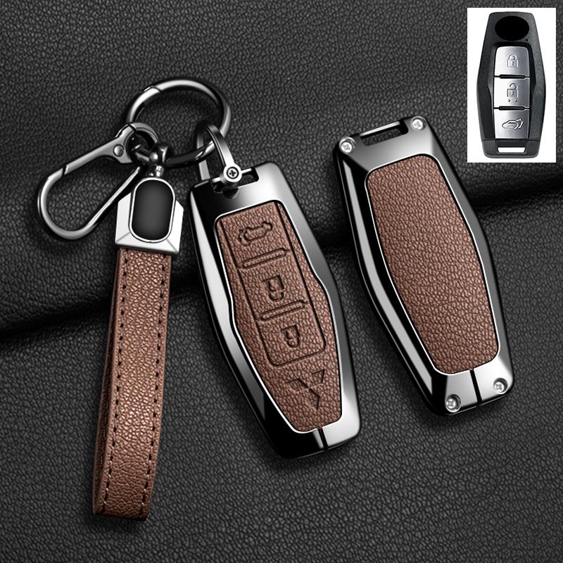 Car Control Remote Key Case Cover For Mitsubishi Outlander 2022 - 2024 2 3 4 Buttons Zinc Alloy Leather Keychain Accessories